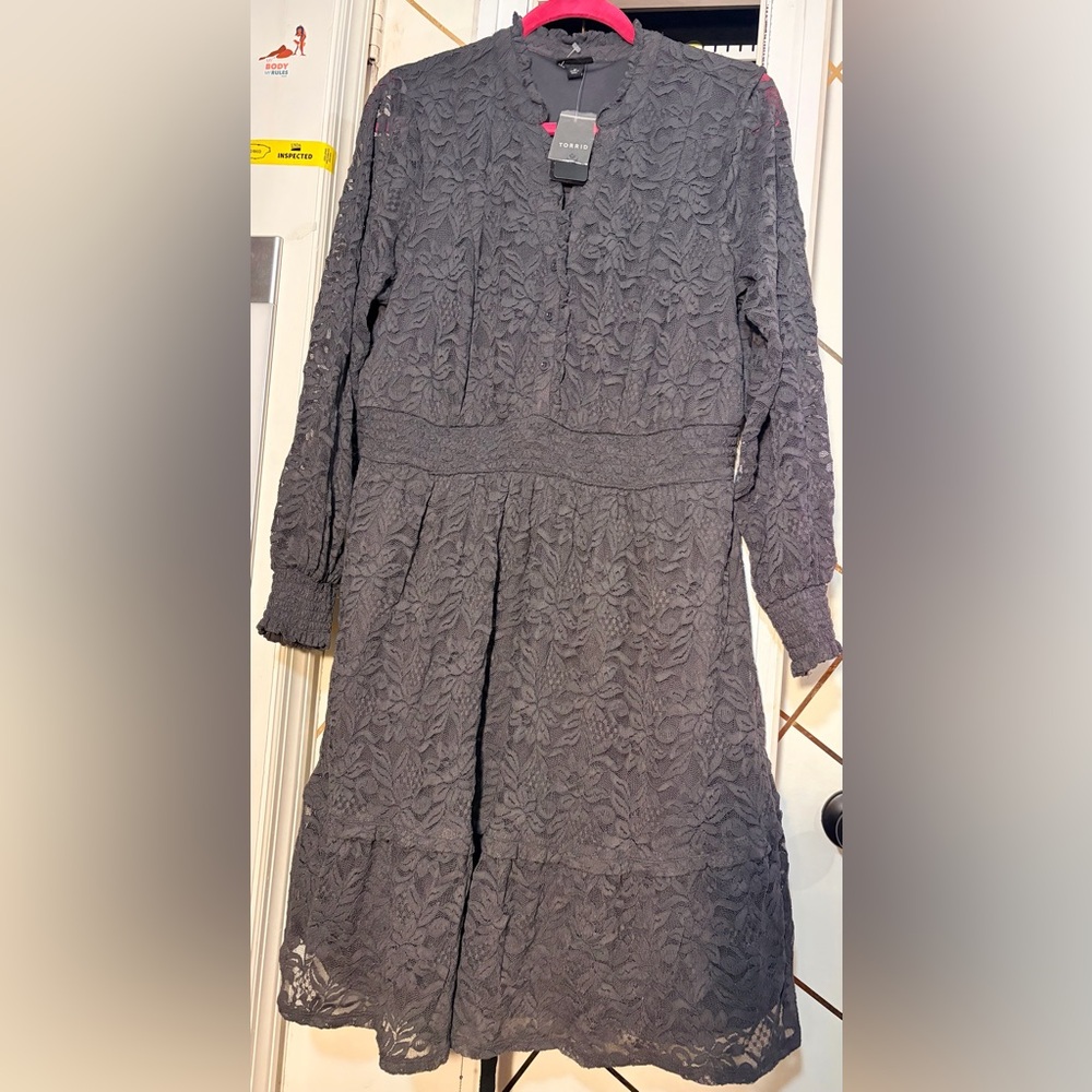 Torrid Charcoal Lace Dress. Size 0 (L/12)